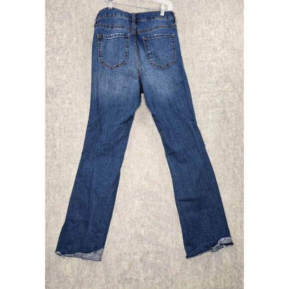 Scoop Womens Ankle Flare Distressed Jeans Size 8 Medium Wash Denim Raw Hem Style - Picture 2 of 10